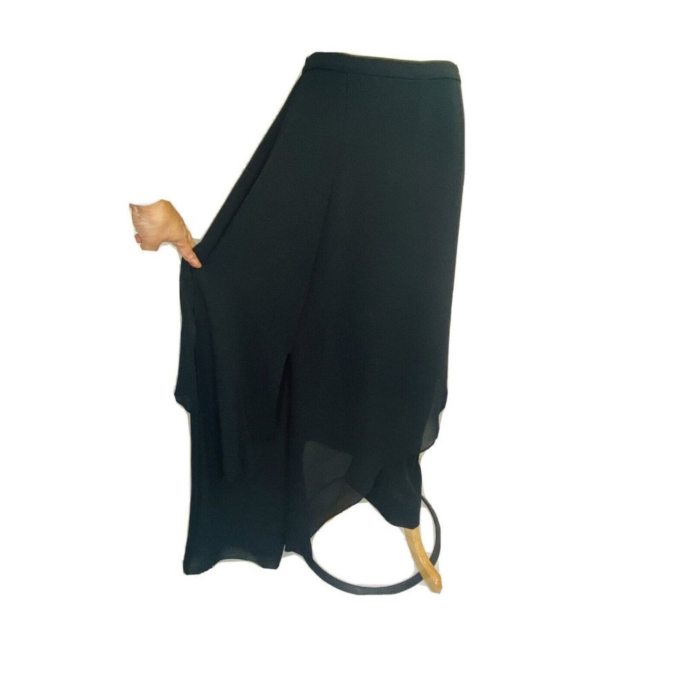 Adrianna Papell Womens Layered Pants Black Size 8 Dress Crepe Wide Stretch $149 - Picture 5 of 12